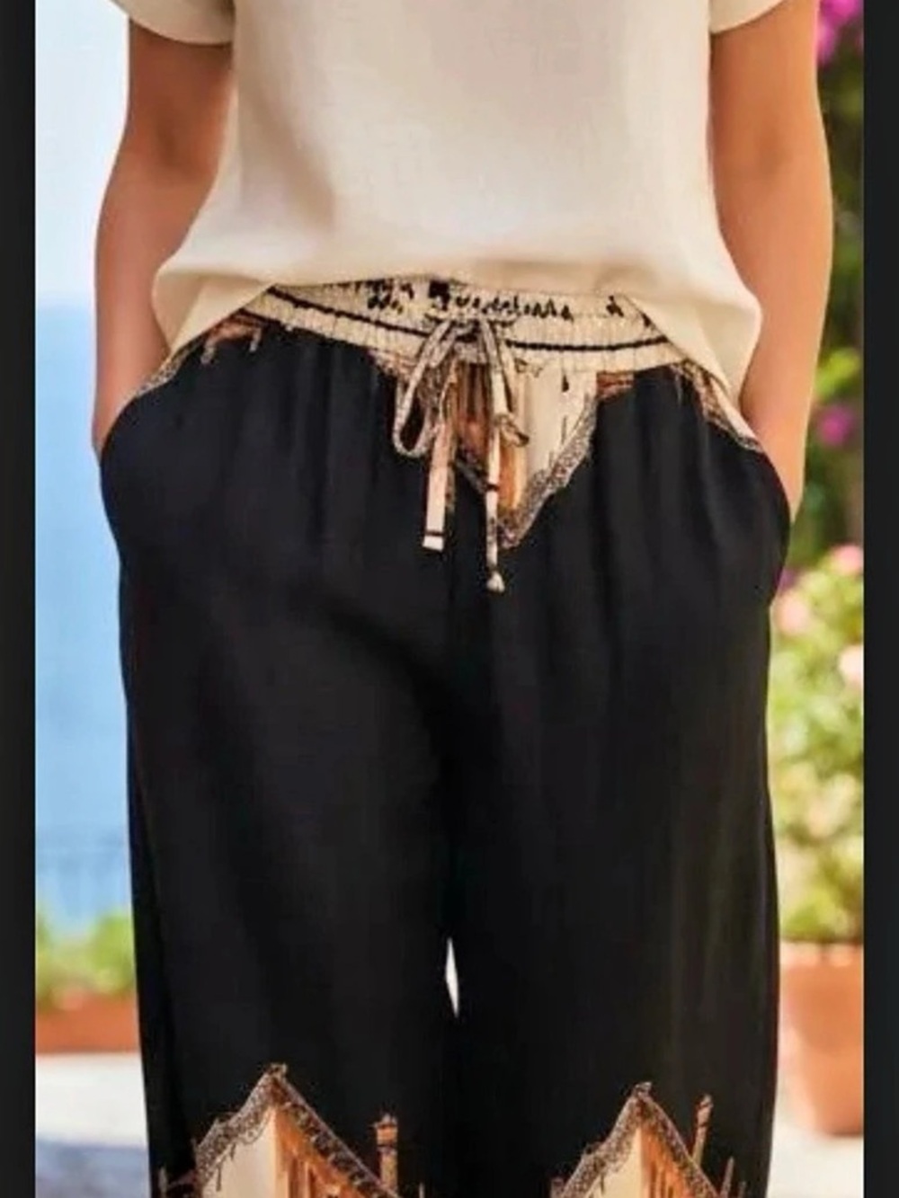 Palazzo Pants Placée Wide Leg Black & White